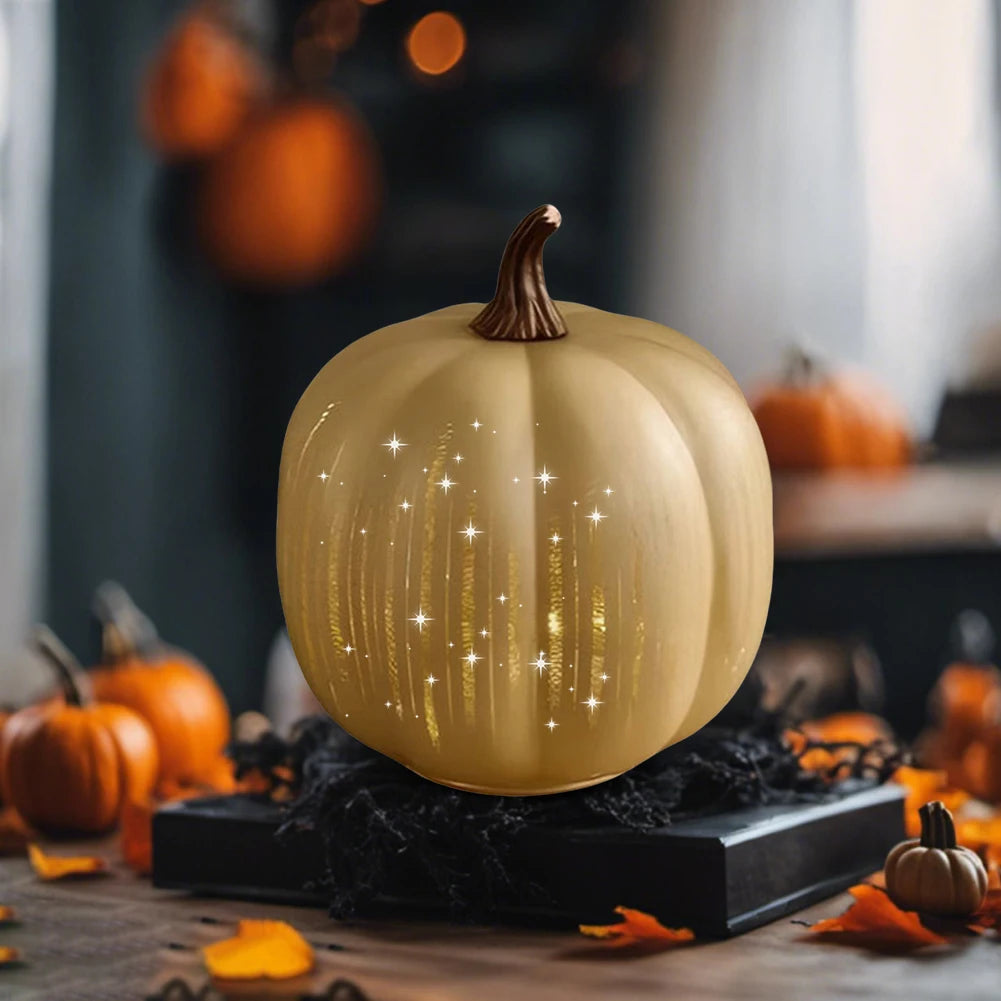Twinkle Light Pumpkins with Timer Starry Night Pumpkins Glass Halloween Pumpkin Lamp Light for Home Bedroom Bathroom Hallway