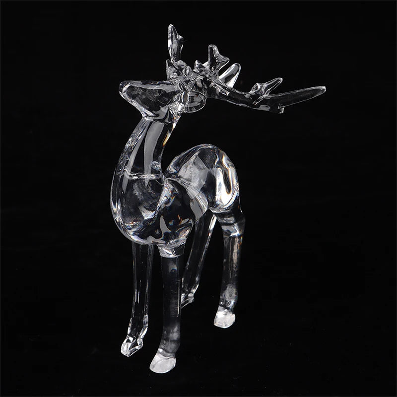 1Pc Crystal Deer Figurines Desktop Ornament Room Decor Transparent Elk Reindeer Sculpture Home Office Decoration