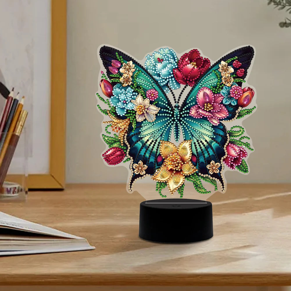 DIY Diamonds Painting Animals Table Lamp Handmade Diamond Mosaic Lamp LED Diamond Embroidery Night Lamp for Office Desktop Decor