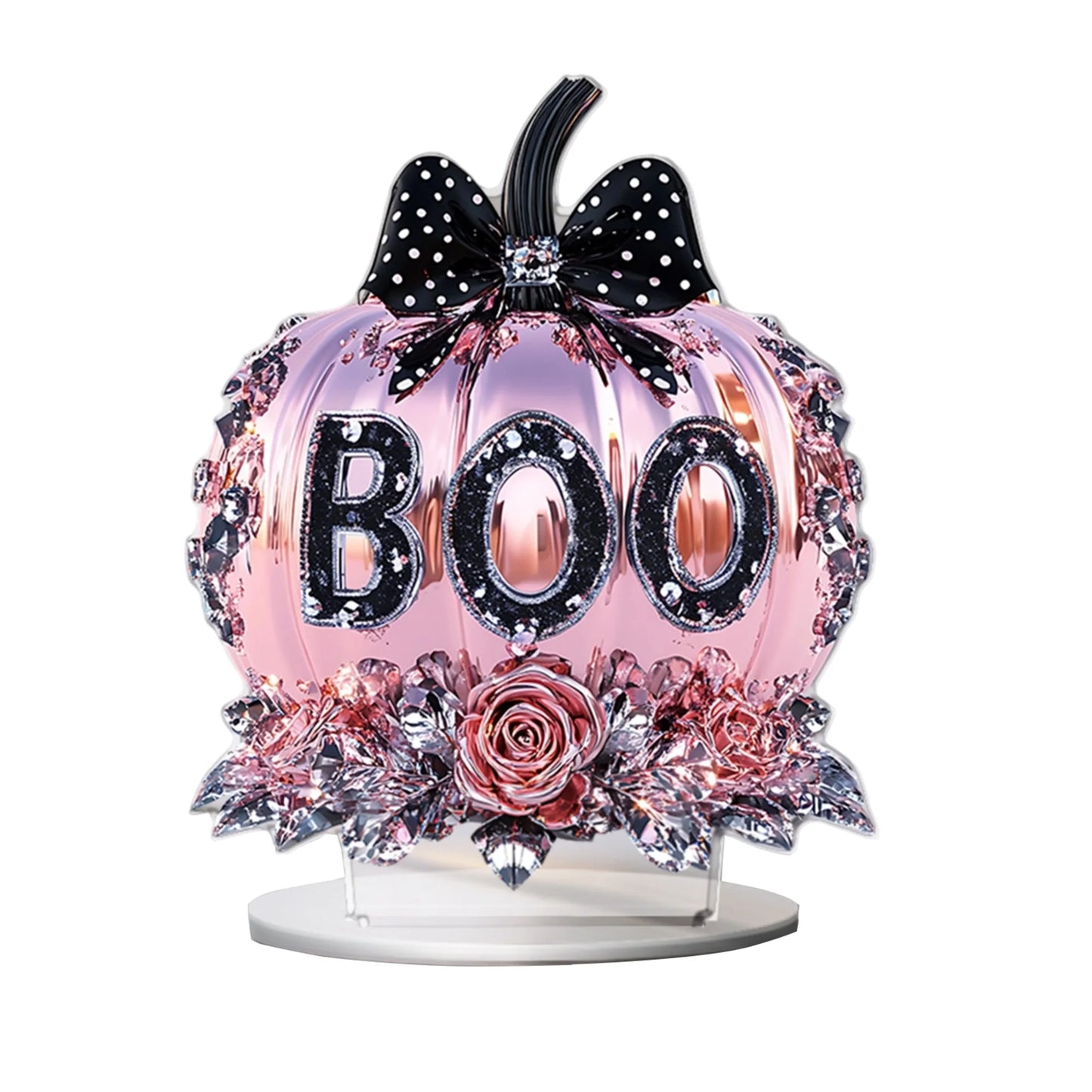 Halloween Party Decorations Spooky Acrylic Crystal Pumpkin 2D Flat Statue Ornament Table Centerpiece for Home Décor