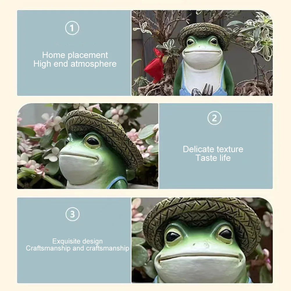 Cute Frog Yard Decor Resin Frog Succulent Flower Pot Creative Small Frog Figurine Planter for Indoor Outdoor Decor