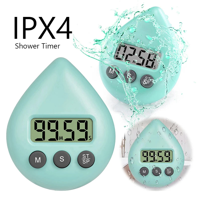 Digital Timer Waterproof Shower Timer Magnetic Backing Kitchen Timer Bathroom Timer Shower Clock for Kitchen Bathroom