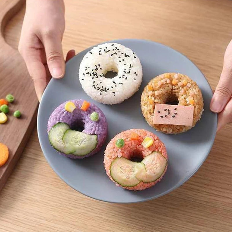 2PCS Creative Sushi Donut Shape Maker Rice Ball Mold Home Non-Stick Rice Mold
