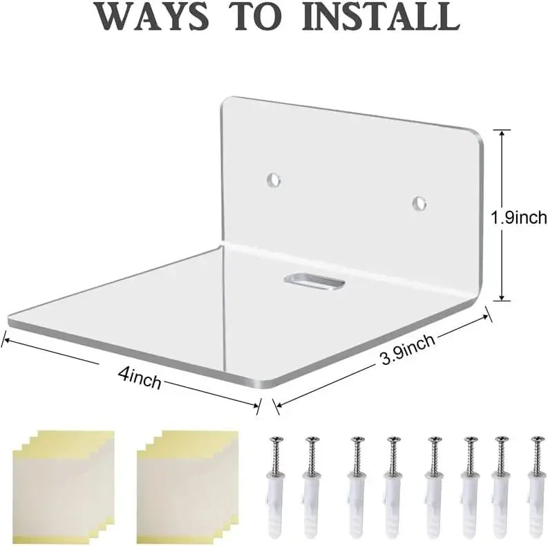 4 Pack Small Wall Shelf, 4'' Acrylic Wall Shelves Display Ledges for Storage & Decoration, Small Floating Shelf for Wall with 2