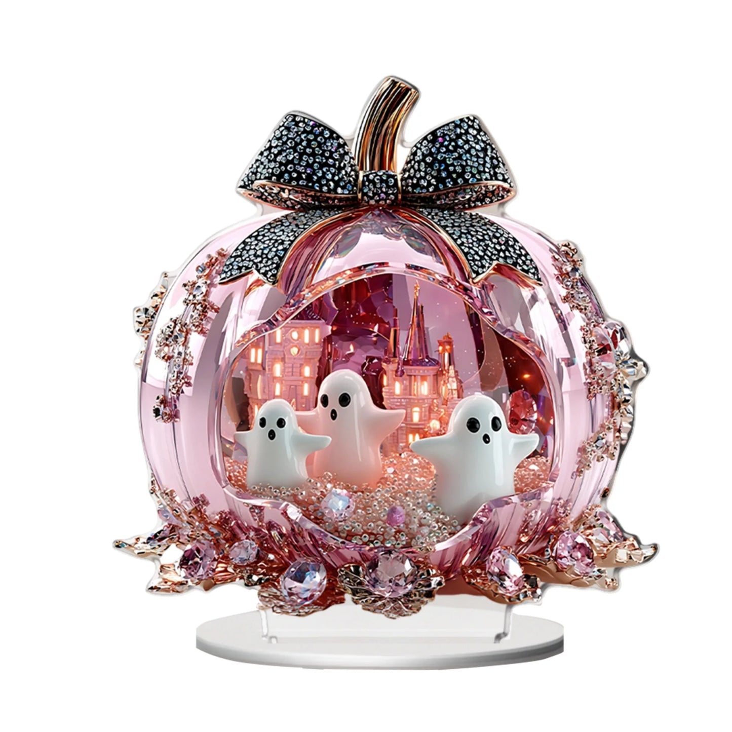 Halloween Party Decorations Spooky Acrylic Crystal Pumpkin 2D Flat Statue Ornament Table Centerpiece for Home Décor