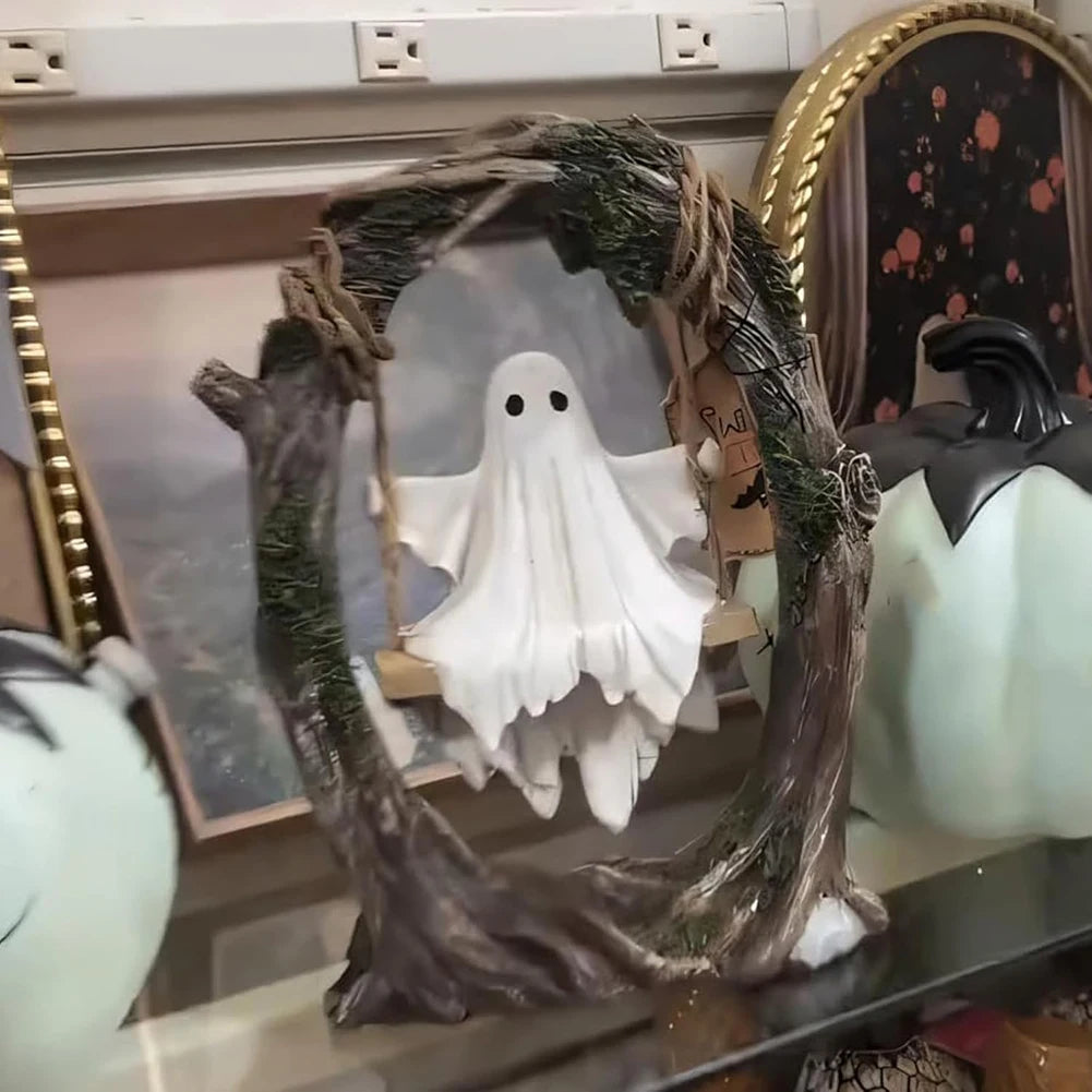 Swinging Ghost Ornament Multi-Purpose Cute Spooky Halloween Figurine Lovely Ghost Decorations for Desktop Bookshelf Decor