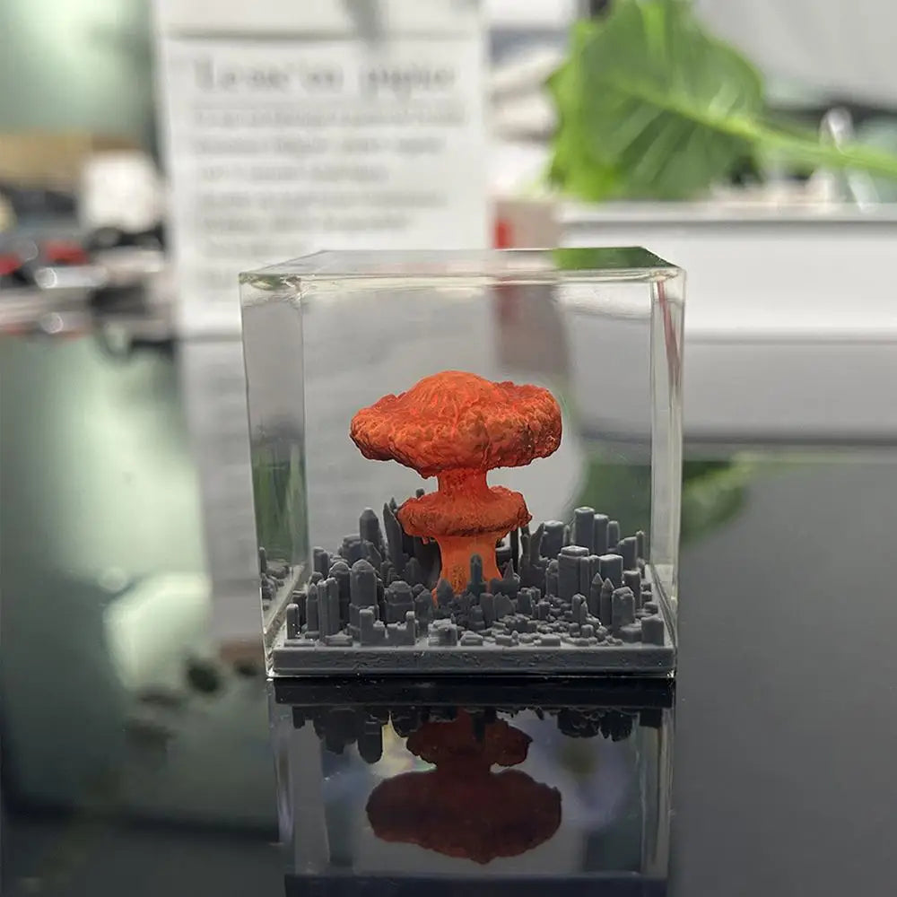 Nuclear Explosion Bomb Mushroom Cloud Lamp Resin Flameless Lamp for Courtyard Living Room Decor 3D Night Light Rechargeable Gift