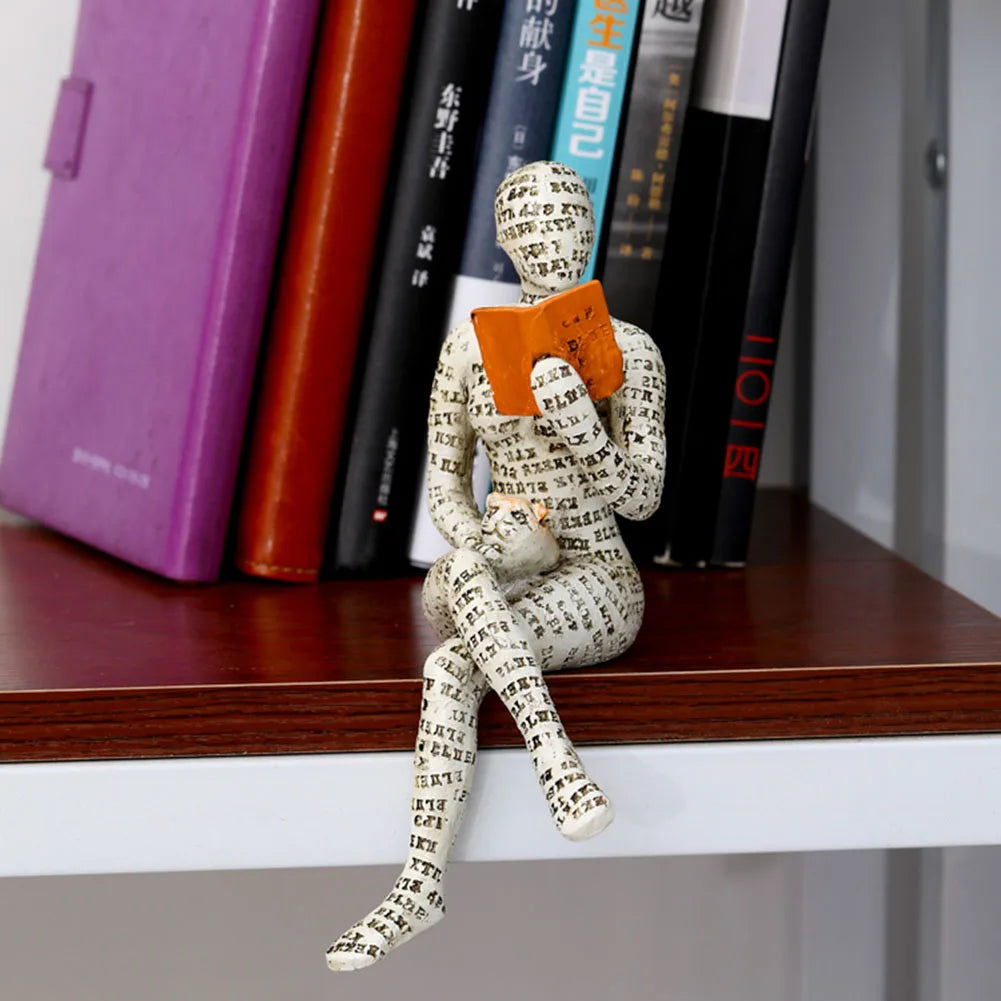 Reading Woman Statue Resin Sculptures Craft Home Room Desk Ornaments Decoration