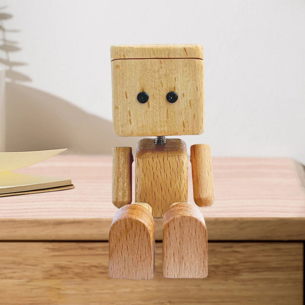 Handmade Shaking Feet Doll Funny Wood Desktop Decor Creative Wooden Man Figurine Handcrafted Statue for Car Dashboard Decor