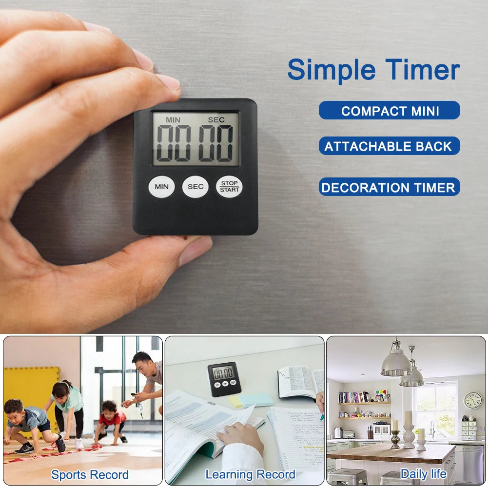 10-1PC Mini Electronic Timer Stopwatch LCD Display for Sports Exercise Baking Cooking Digital Timer Multi-Function Kitchen Timer