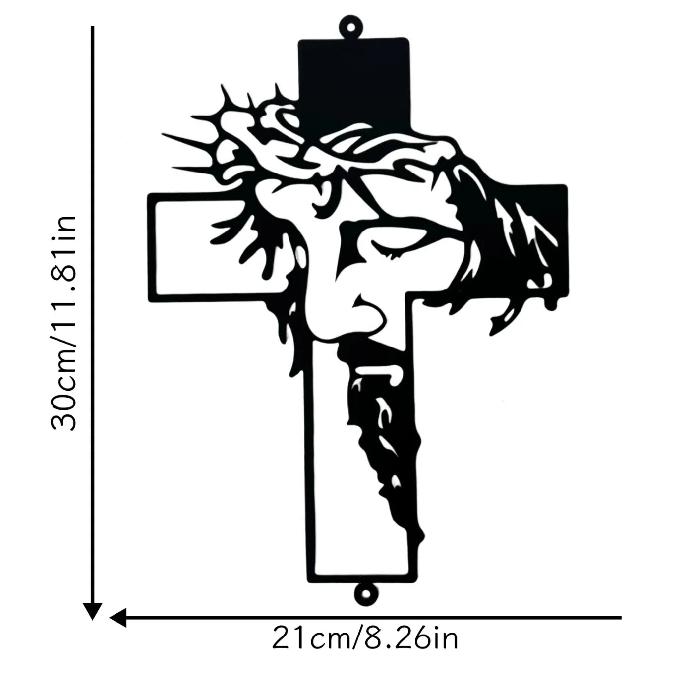 11.8 Inch Jesus Metal Cross Wall Sculpture – Rustic Christian Decor – Halloween, Christmas Gift