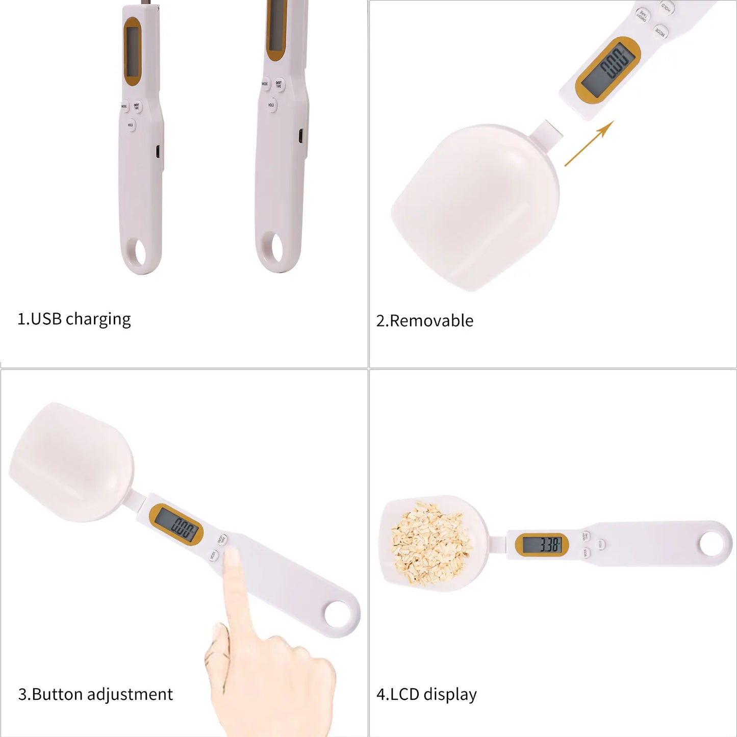 Digital Measuring Spoon 500/800g Weighing Pet Food Scale High Precision Baking Dispenser With LCD Screen Kitchen Measuring Tools