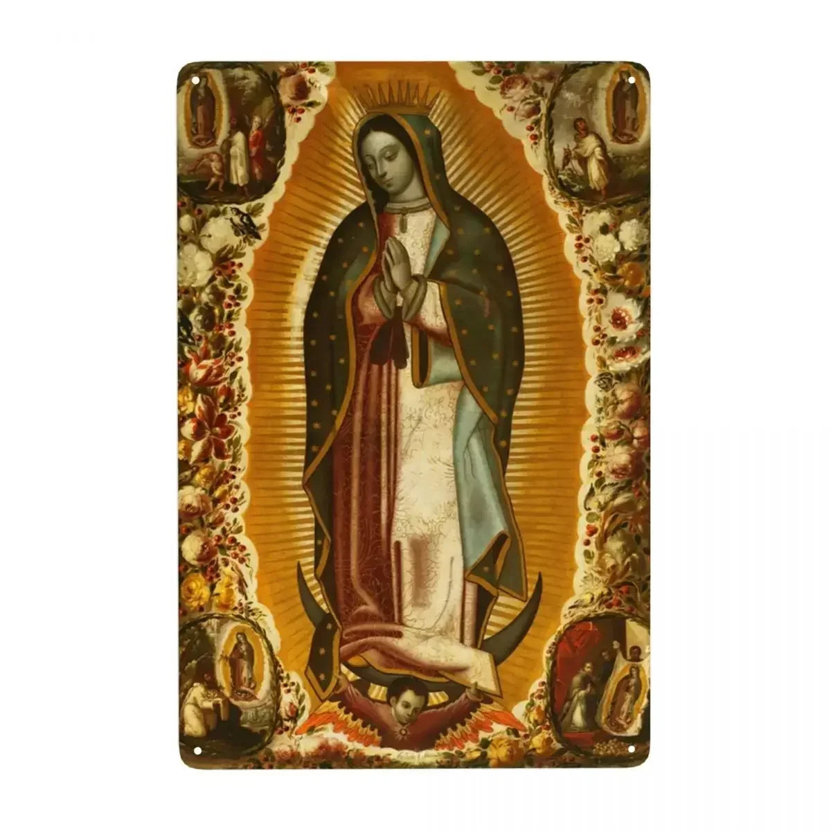 Retro Virgin Mary Of Guadalupe Metal Tin Sign - Custom Mexico Catholic Saint Plaque, Pub Cafe Yard Home Decor