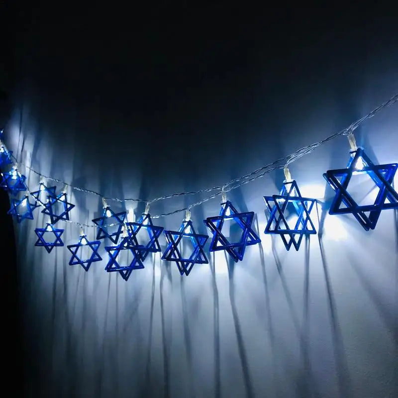 Hanukkah String Lights 9.84ft Chanukah Lights Decorations 20LEDs Chanukah Decor Battery Operated Blue Hanukkah Lights For Window