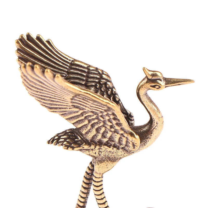 1Pc Brass Crane Figurines Miniatures Desktop Ornaments Living Room Decorations Crafts Accessories Small Animal Statue Decor