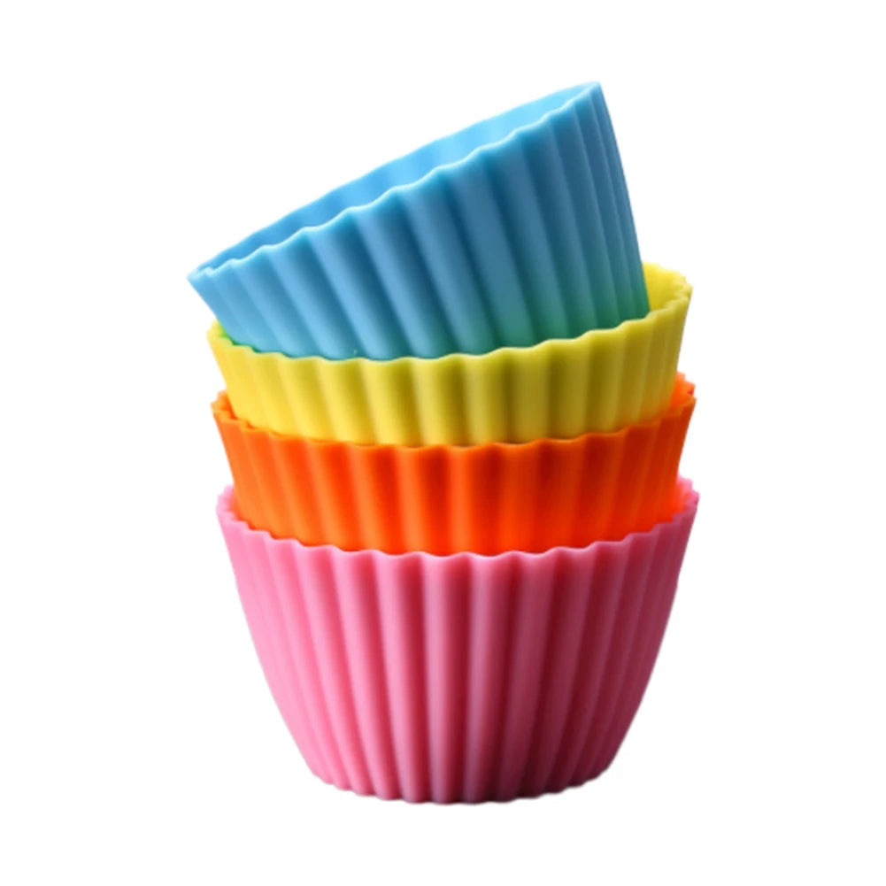 12 Pcs Bake Cupcake Mold Reusable Silicone Baking Cup Dessert Pudding Ramekin Holders Kitchen Baking Cup Muffin Cupcake Liners