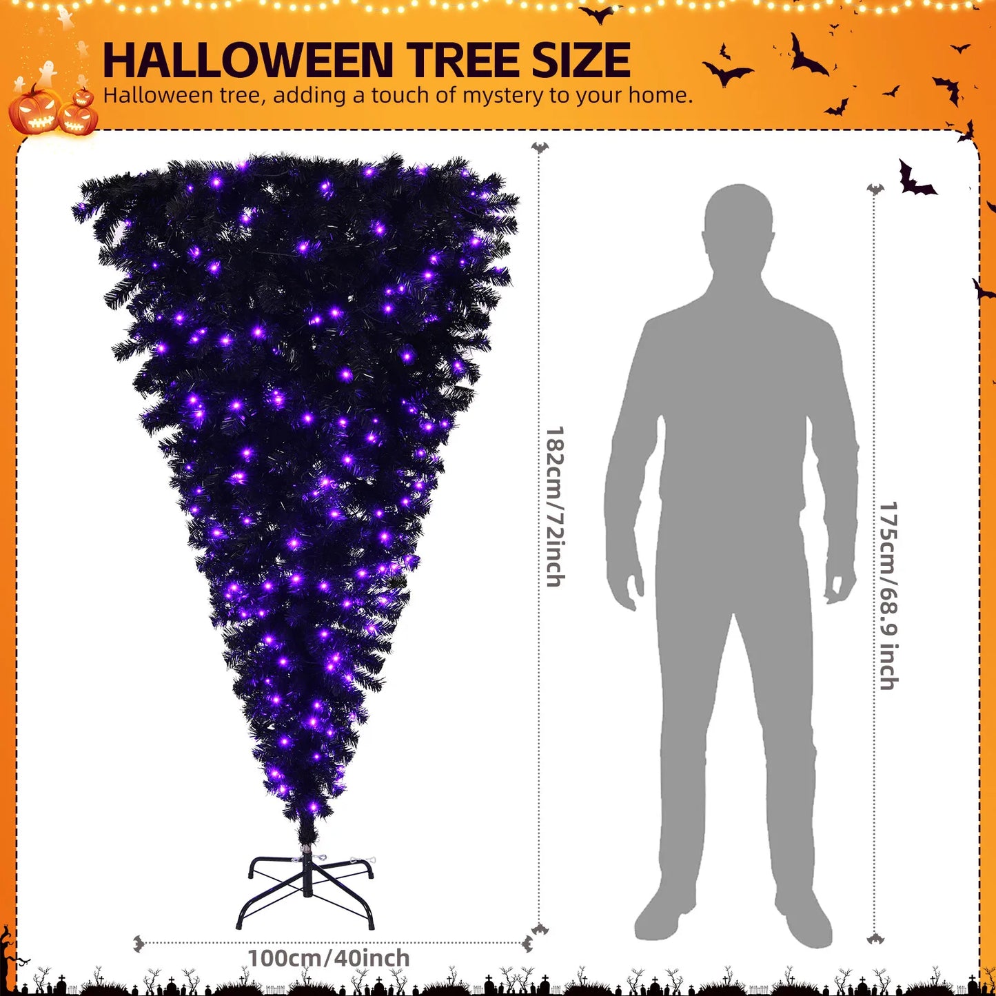 6ft Pre-Lit Premium Hinged Artificial Xmas Christmas Tree 250 LED Light Black