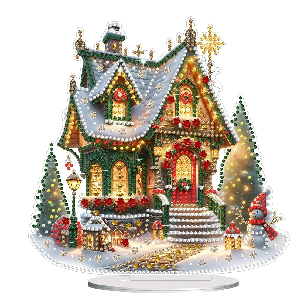 Acrylic Christmas House Table Top Diamond Painting Ornament Kits 5D DIY Diamond Art Tabletop Decorations Home Bedroom Decor