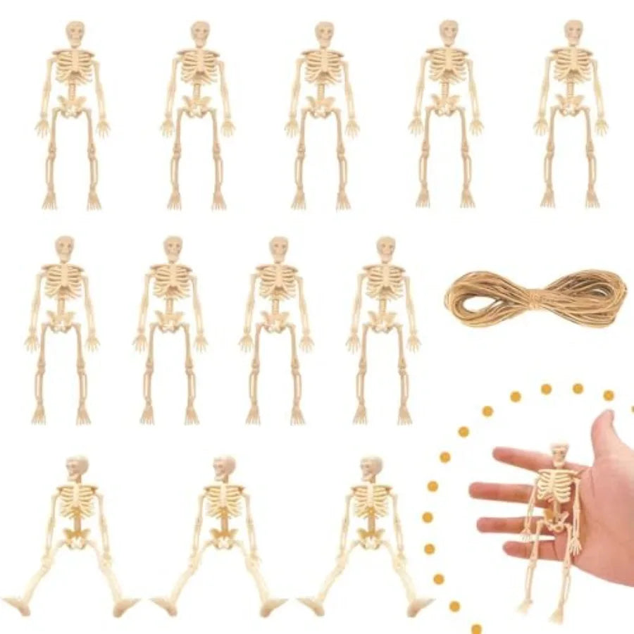12Pcs Halloween Mini eleton Figurine 6 Posable eletons Decor Plastic eleton Figure for Halloween Spooky Home Decor Haunted Hoe