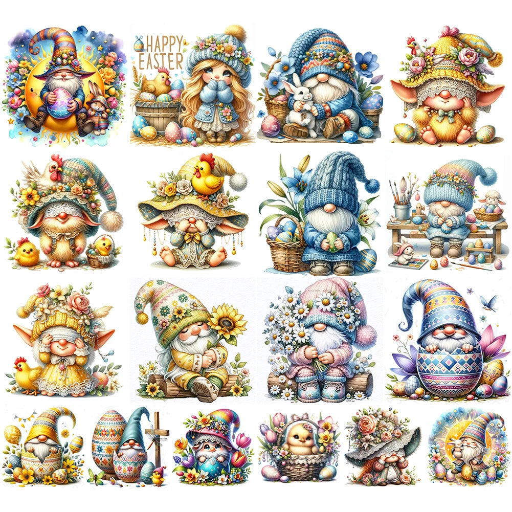 30*30CM 5D DIY Full Round Drill Diamond Painting Easter Gnome Egg Kit Home Decoration Art Craft Mosaic Painting