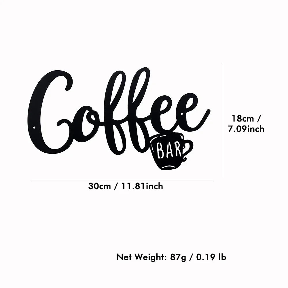 1pc Black Metal Coffee Cup Wall Sign – Stylish Hanging Decor for Coffee Bars & Home