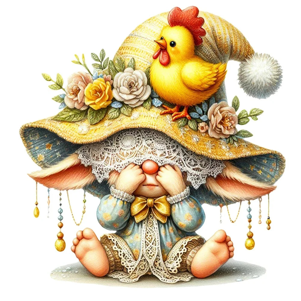 30*30CM 5D DIY Full Round Drill Diamond Painting Easter Gnome Egg Kit Home Decoration Art Craft Mosaic Painting