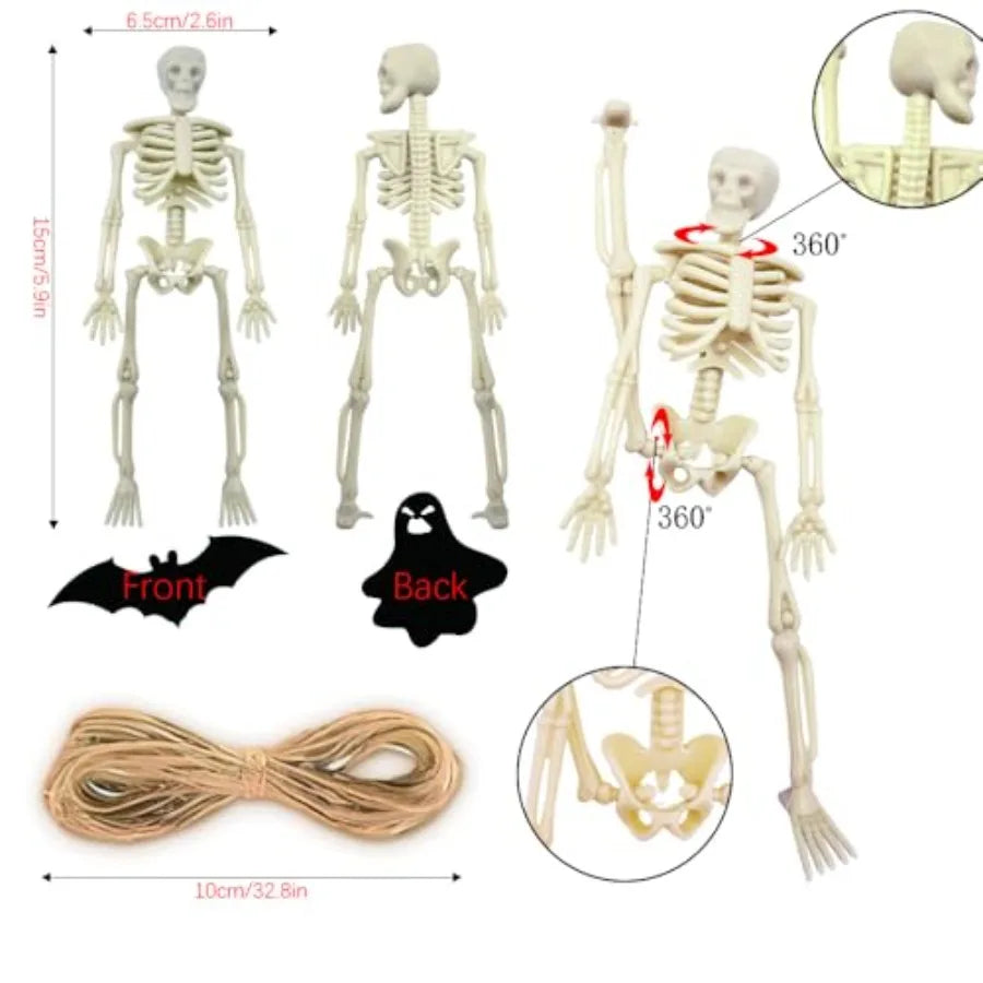12Pcs Halloween Mini eleton Figurine 6 Posable eletons Decor Plastic eleton Figure for Halloween Spooky Home Decor Haunted Hoe