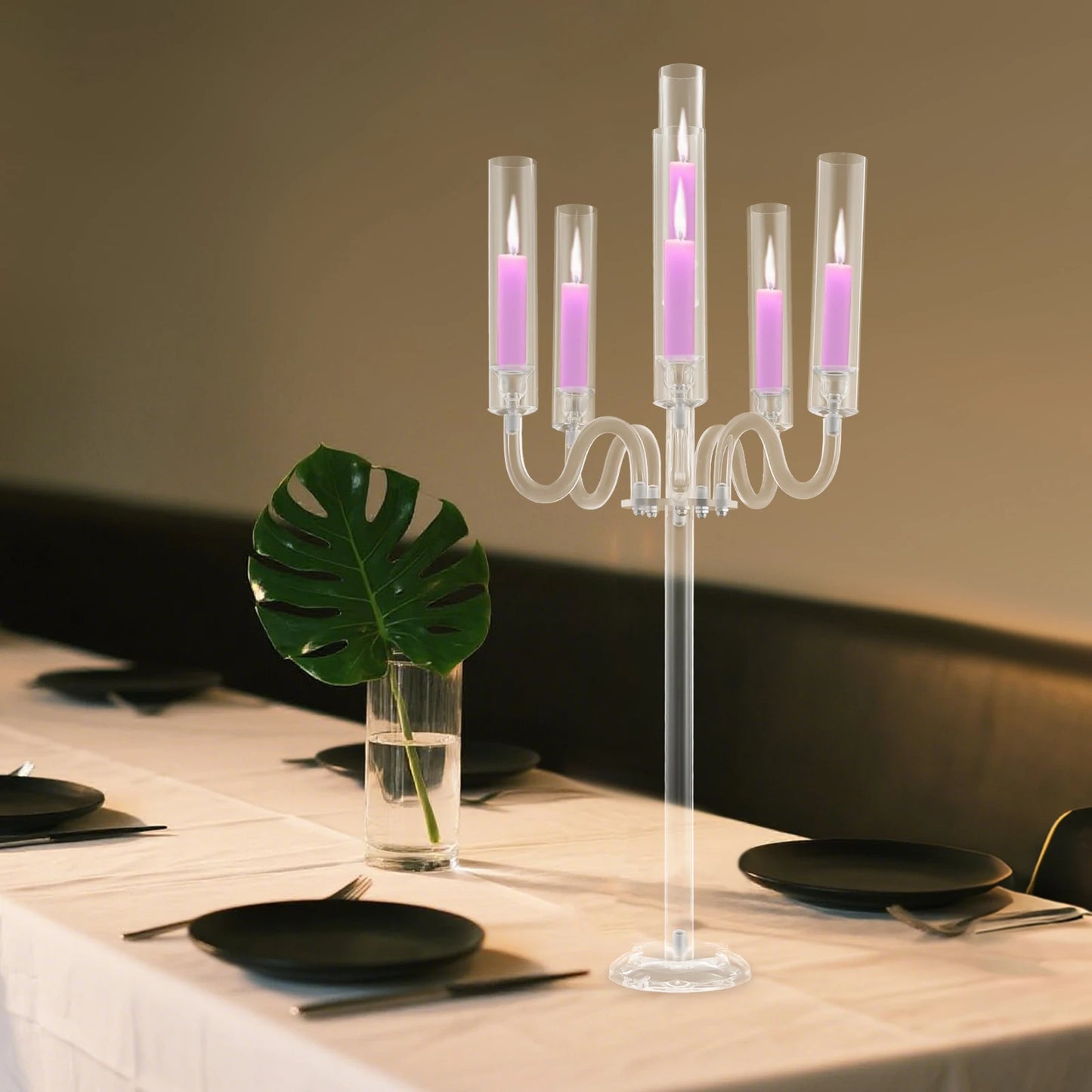 6 Arm Acrylic Candle Holder, Candle Holder for Wedding Party, Candle Holder