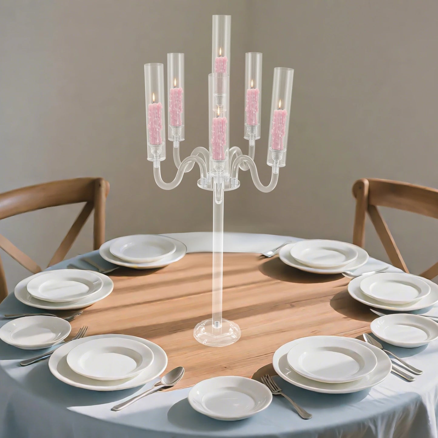 6 Arm Acrylic Candle Holder, Candle Holder for Wedding Party, Candle Holder