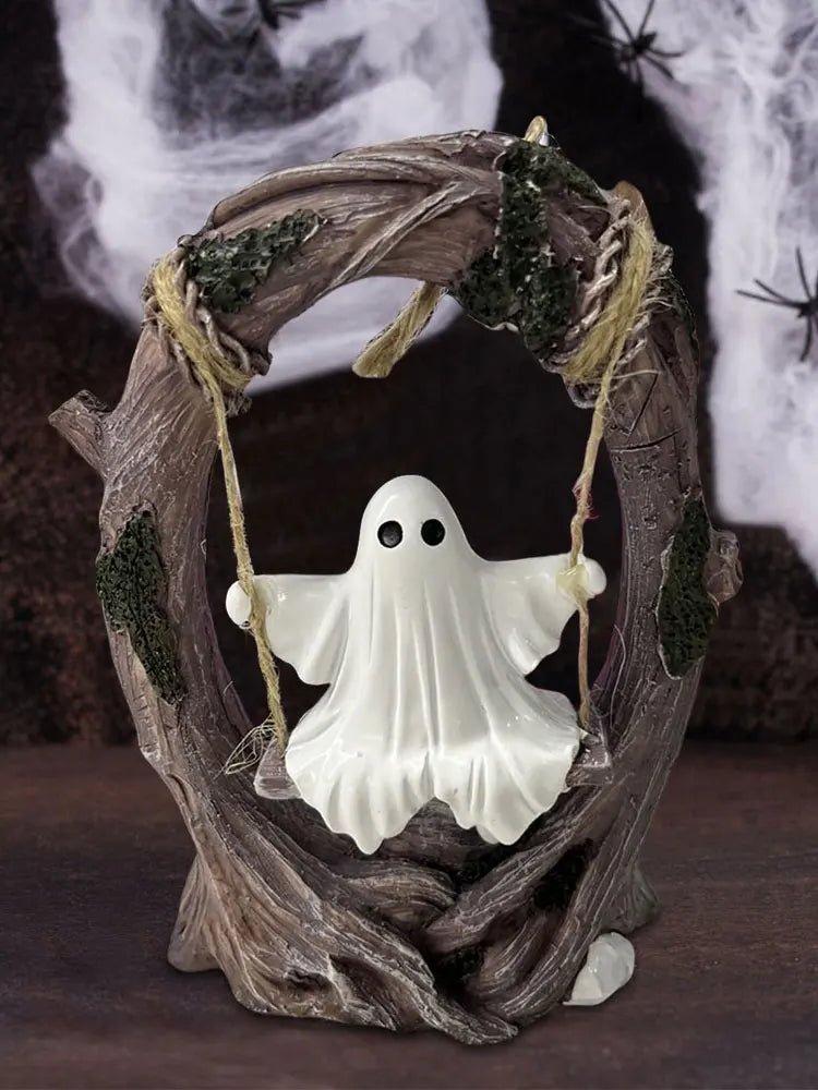 Halloween Funny Tree Hanging Ornaments White Ghost Swing Decorations Cute Swinging Ghost for Tabletop Centerpiece