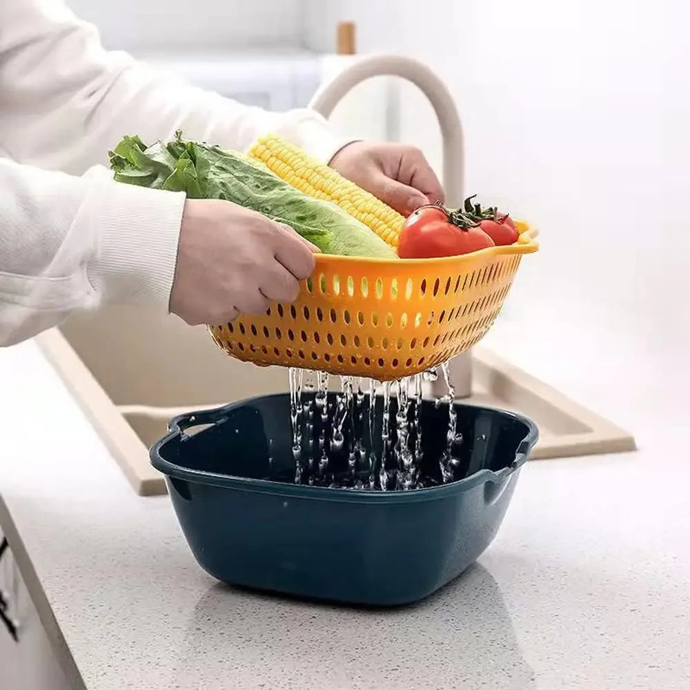6Pcs Kitchen Multi-Layer Fruits Vegetable Washing Basket Kits/Kitchen Sink Colander Set/for Soaking and Washing Placing Fruit/Ve