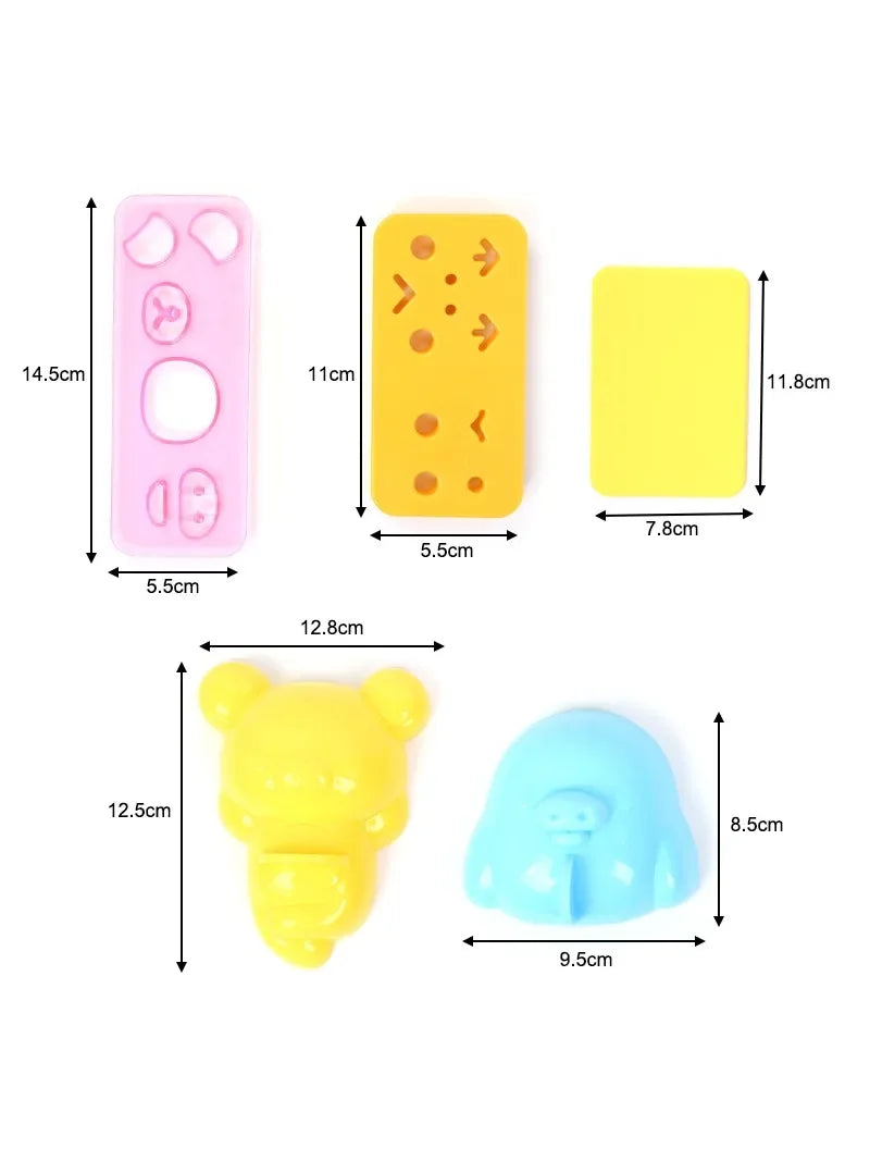 Rice Ball Mold Set Chicken Bear Kawaii Sushi Curry Rice Mould Pattern Bento Accessories Seaweed Cutter Kitchen Tools
