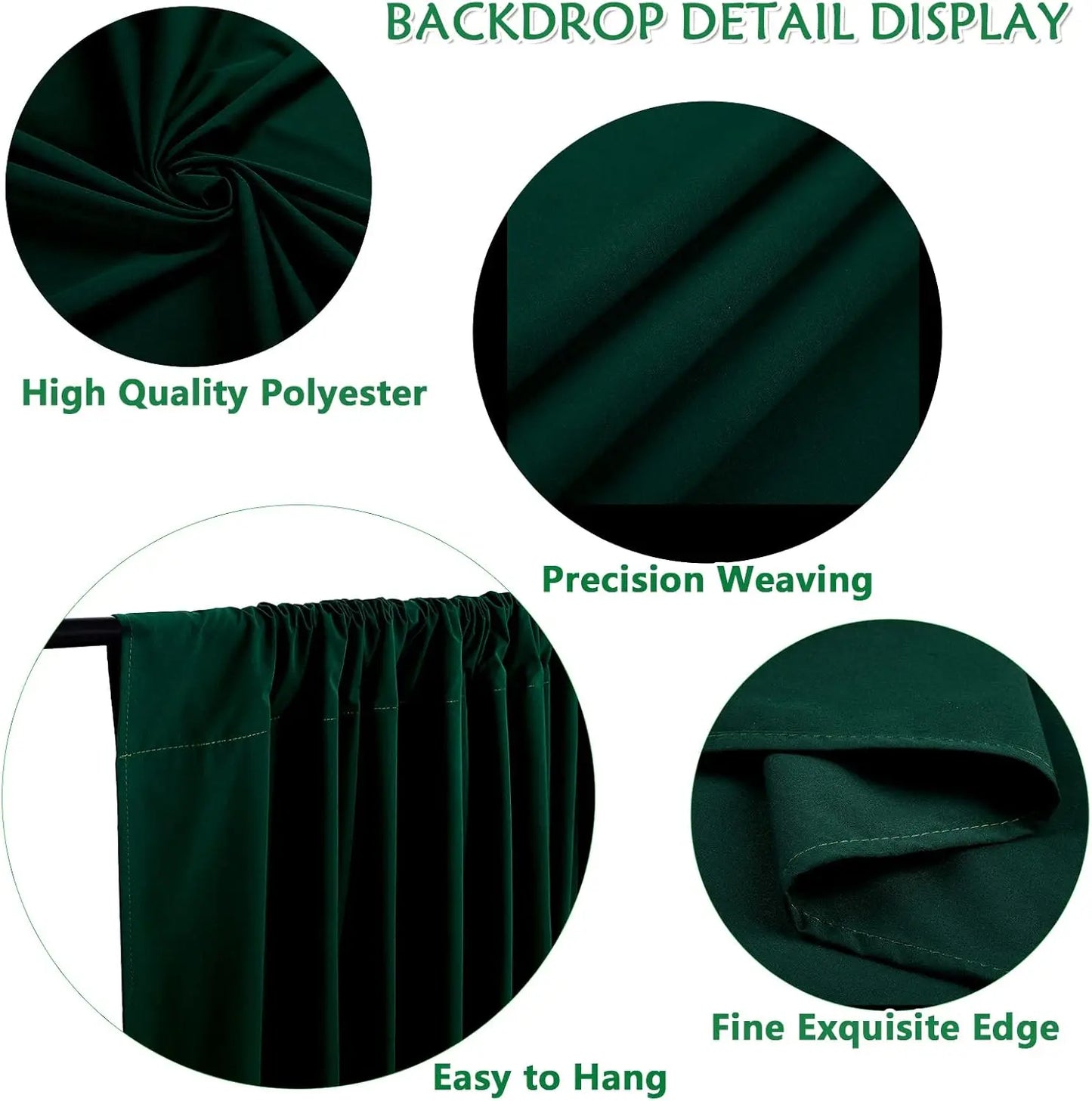 20ft x 10ft Curtains Dark Green Backdrop Curtains for Parties Wedding Stage Curtains Rod Pocket Sliding Drapes Backdrop Curtain
