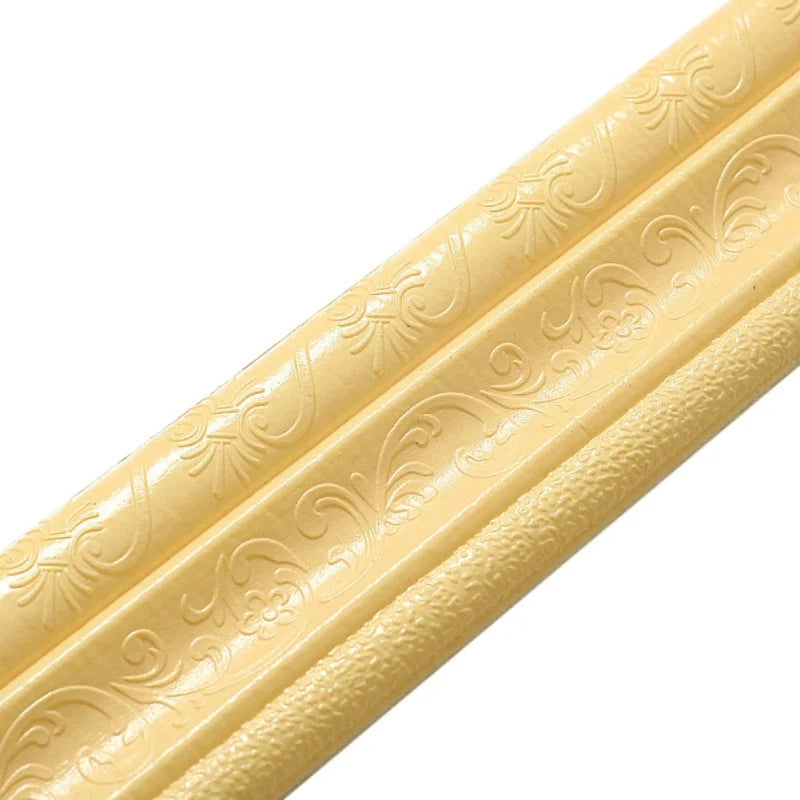Self Adhesive Flexible Foam Molding Trim Wallpaper Border 3D Decorative Wall Lines Peel and Stick Trim for Home Hotel DIY Decor