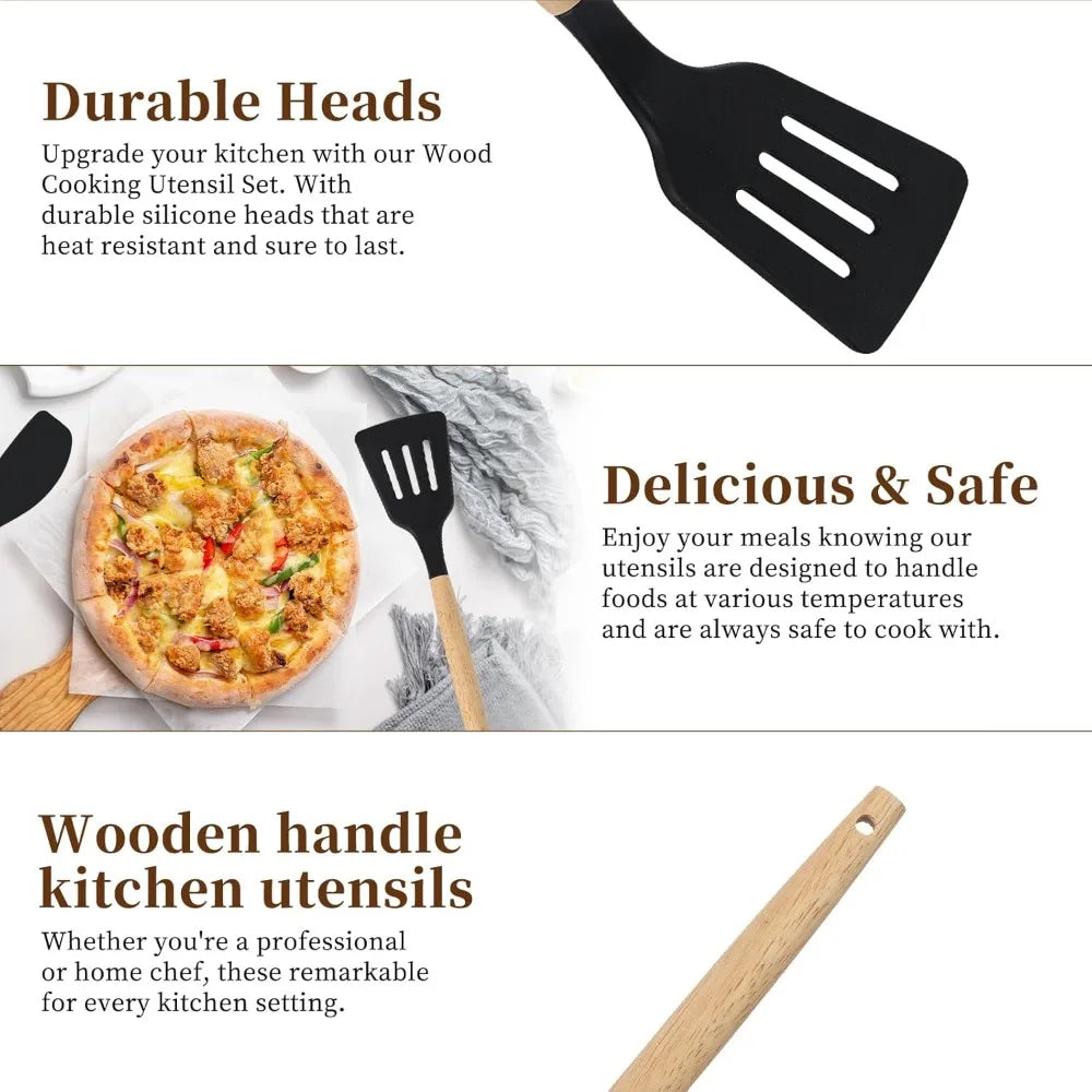 32-piece kitchen utensil set with reusable silicone baking cups - food-grade silicone, bpa-free, comprehensive cooking tools.