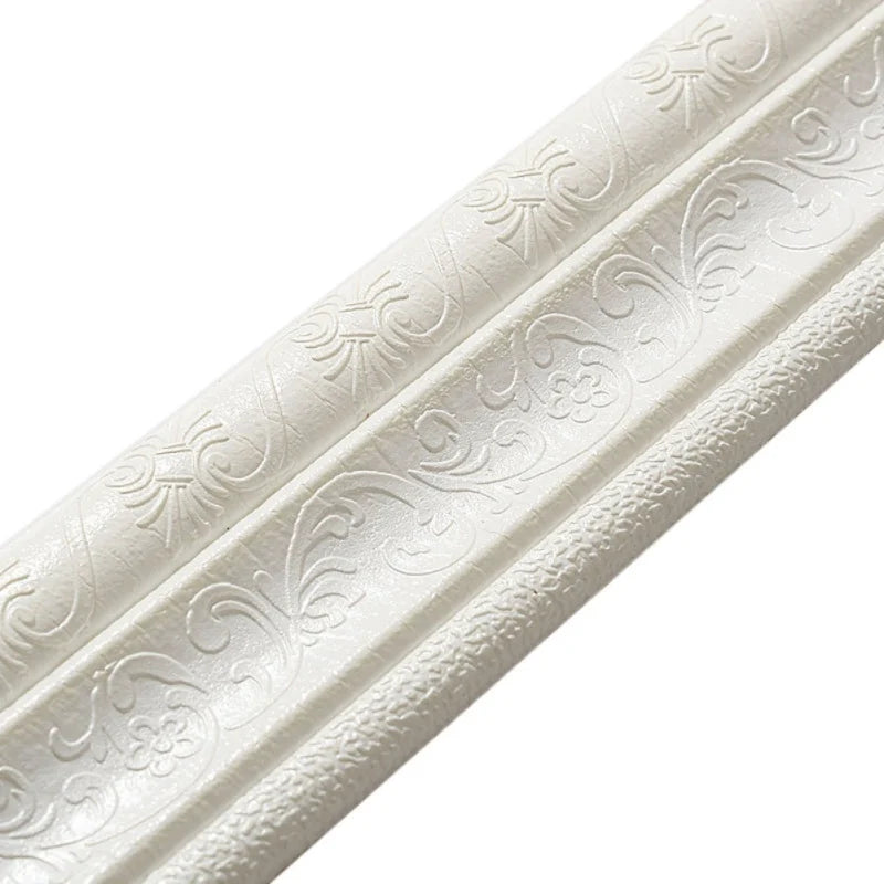 Self Adhesive Flexible Foam Molding Trim Wallpaper Border 3D Decorative Wall Lines Peel and Stick Trim for Home Hotel DIY Decor
