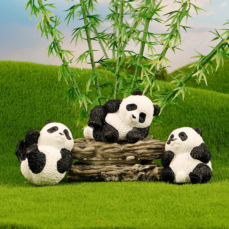 Mini Cute Panda Animals Figurine Animal Model Moss Micro Landscape Home Decor Miniature Fairy Garden Decoration Accessories