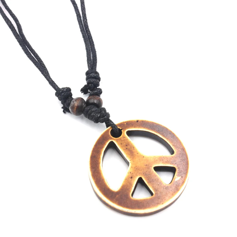 Trendy Peace Sign with Paracord Necklace