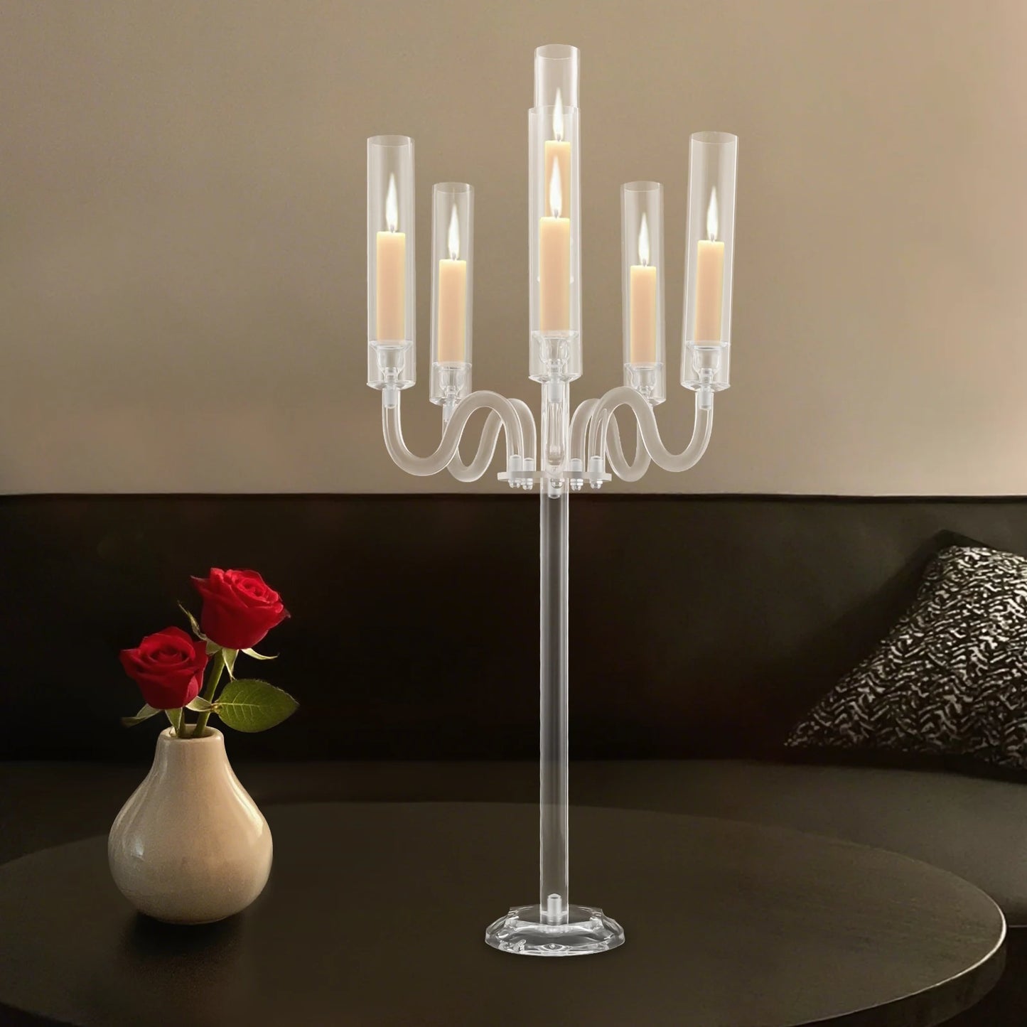 6 Arm Acrylic Candle Holder, Candle Holder for Wedding Party, Candle Holder