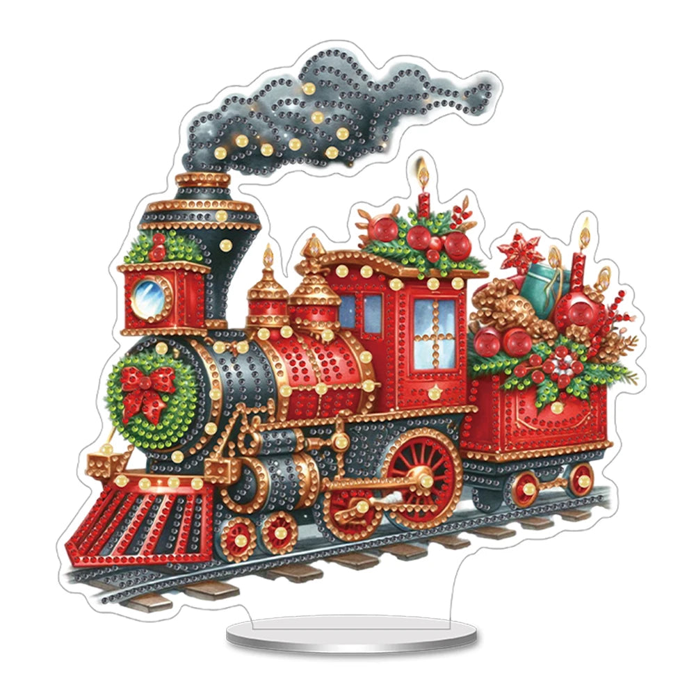Christmas Special Shaped Desktop Diamond Art Kits Acrylic Diamond Painting Desktop Ornaments Kit for Home Office Desktop Decor