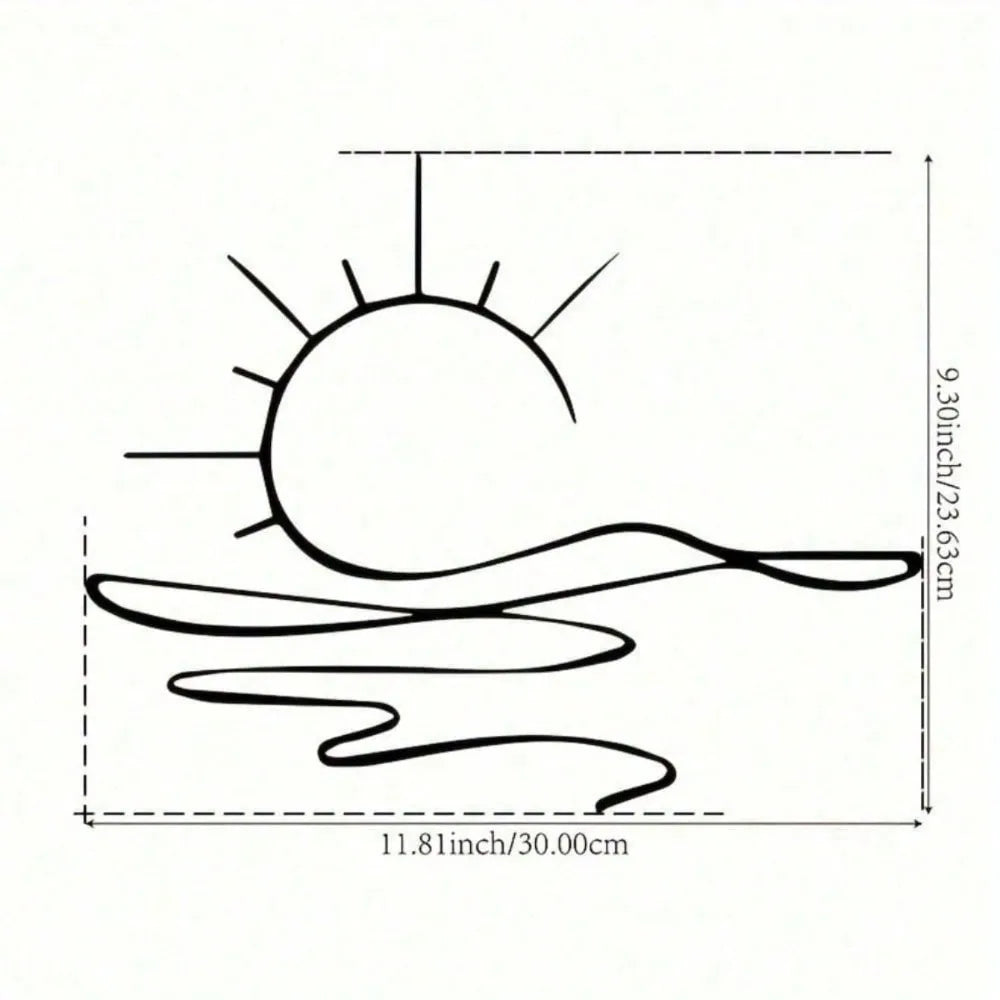 Minimalist Sunrise Metal Wall Art - Abstract Sun Line Wall Decor for Modern Home, Elegant Housewarming Gift Idea for Living Room