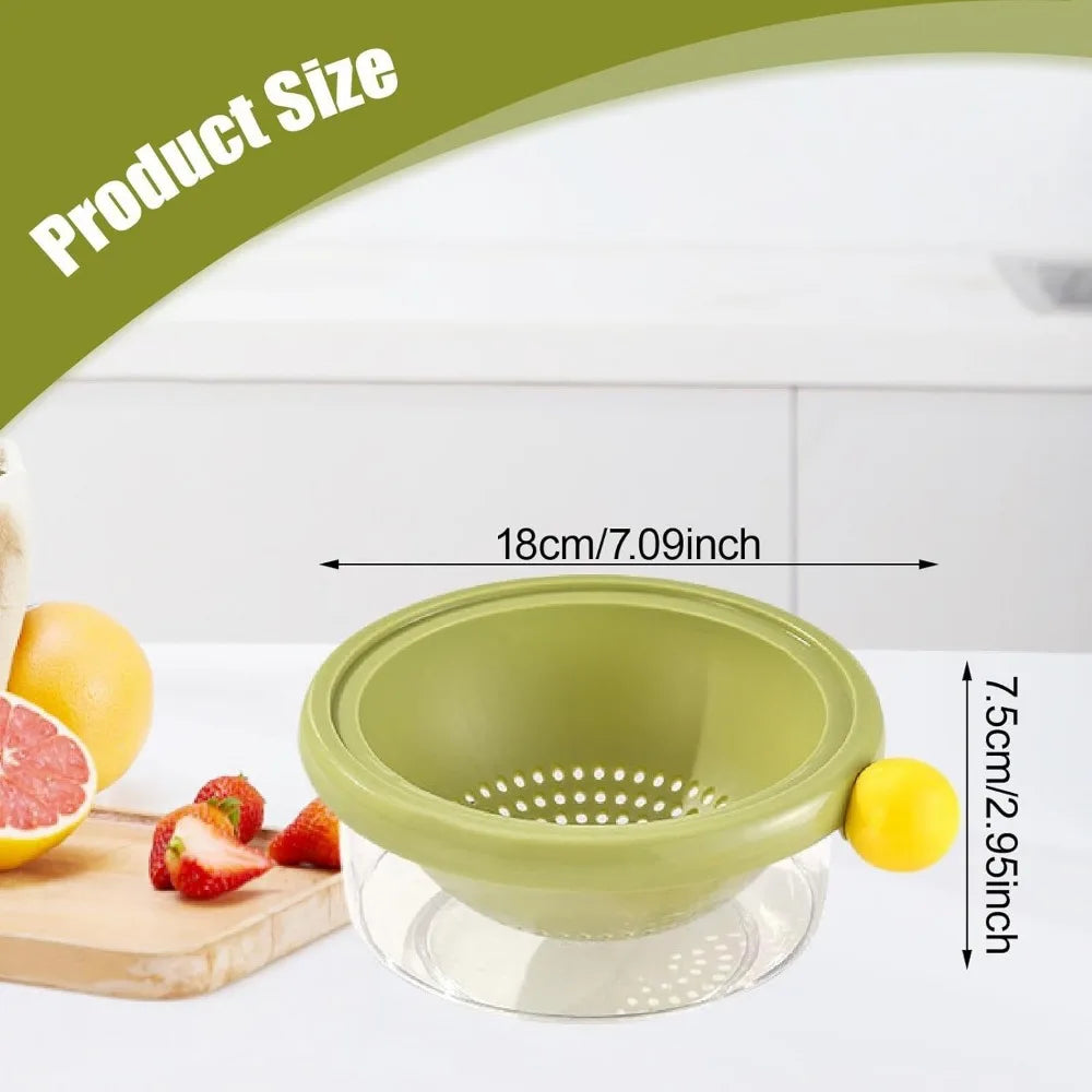 Kitchen Strainer Colander Bowl,2 in Colander Set Home Vegetable Fruit Washing Basket for Food Cleaning Mixing, Green 18x7.5cm