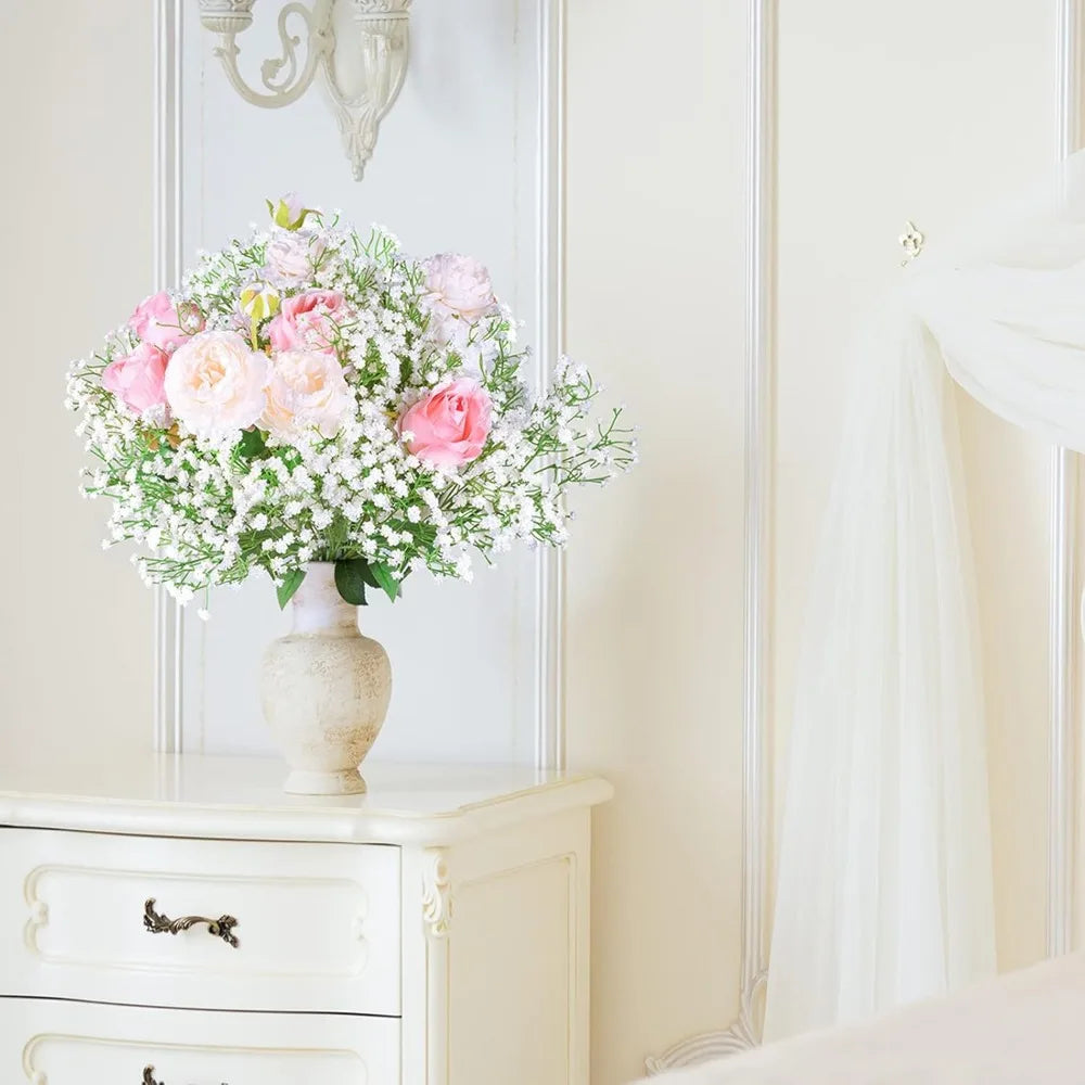 Babys Breath Artificial Flowers,6 Pcs Gypsophila Real Touch Flowers for Wedding Party Home Garden Decoration