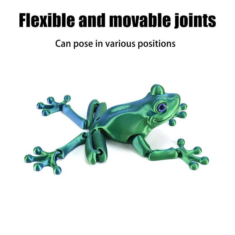 1 Piece Kids Gift 3D Printed Mini Cute Frog Figure Multi-joint Movable With Glittering Eyes For Room Decoration DIY Accessories