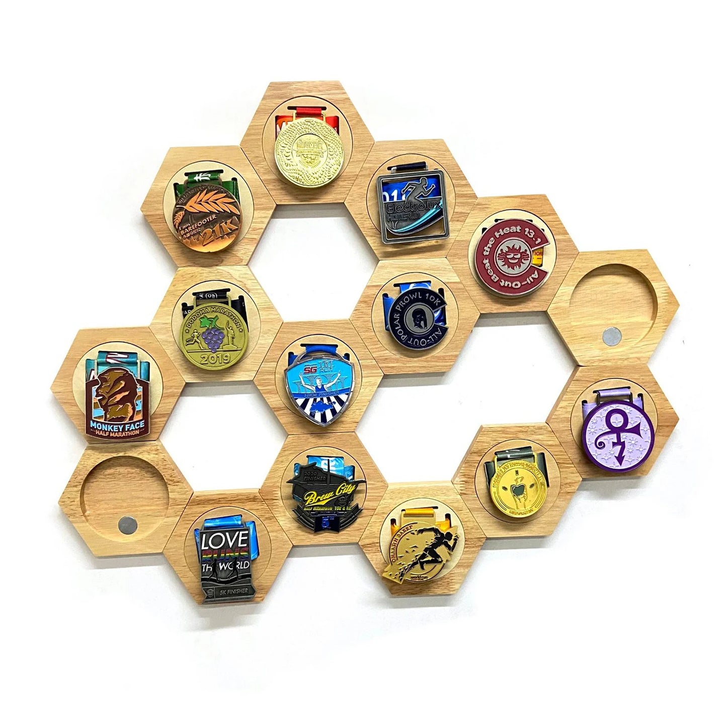 1-10PCS Honeycomb Combination Medal Display Stand Building Block Toys Hexagonal Wood Medal Rack Creative Splicing Wall Decor