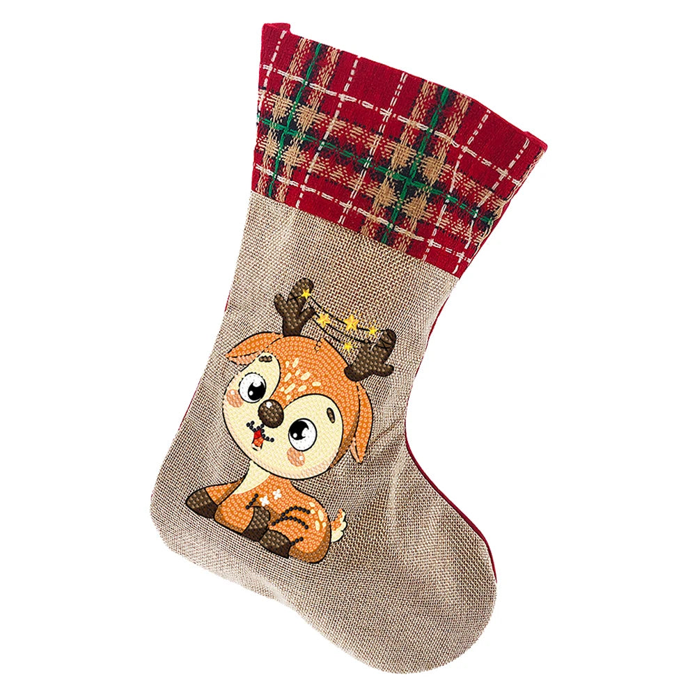 Christmas Decor Diamond Painting Stocking Snowman Diamond Xmas Fireplace Hanging Stockings Owl Pine for Family Party Decorations