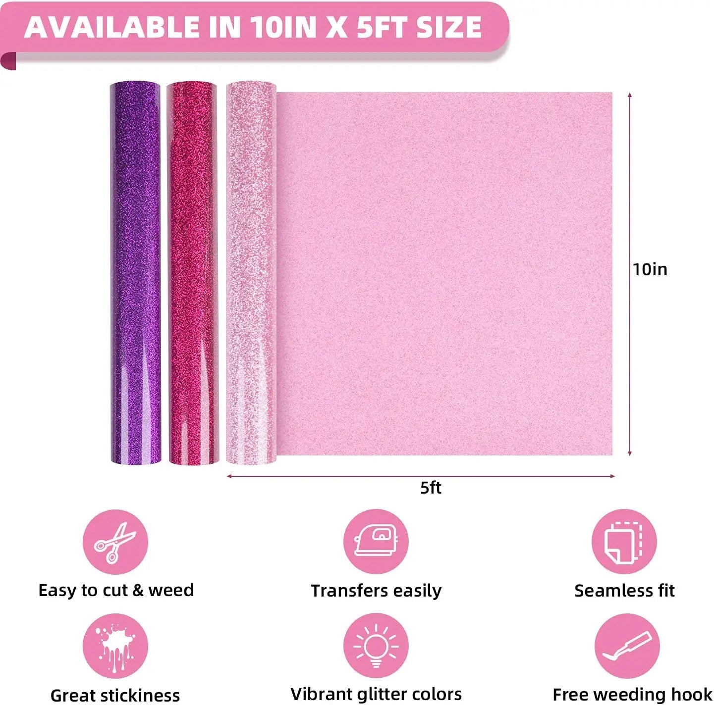 HTVRONT 12 Pack Glitter HTV Heat Transfer Vinyl Roll 12 in x 5 ft for Cricut T-shirt Printing DIY Iron on HTV Film Christmas