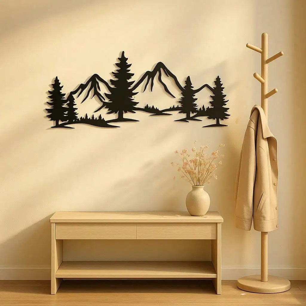 1PC Mountain & Forest Metal Wall Sculpture – Modern Farmhouse Decor – Halloween, Christmas Gift