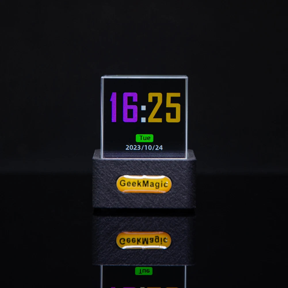 Crystal Cube Photo Display Holographic Desktop Smart Weather Station Digital Clock with GIF Animations Album