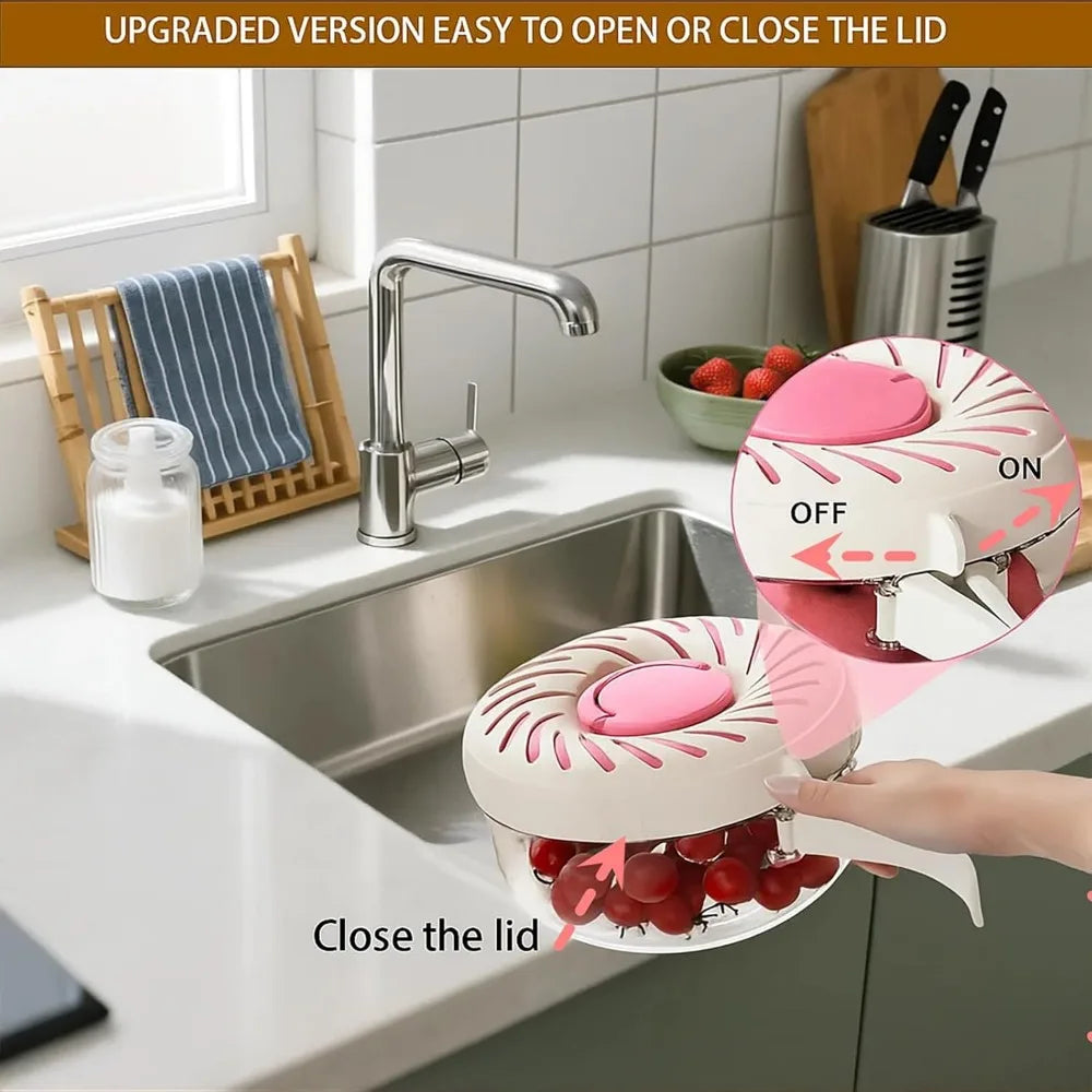 New Fruit Washing Bowl with Strainer Lid and Handle,3 in 1 Multipurpose Drain Basket,Fruit and Vegetable Washer,Fruit Colander S